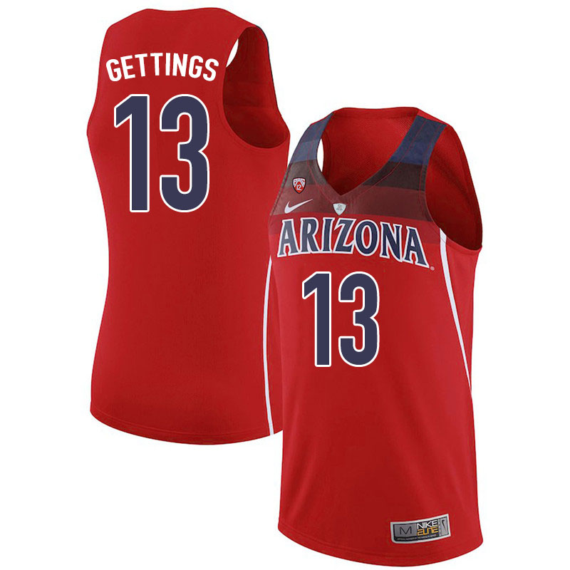 Men #13 Stone Gettings Arizona Wildcats College Basketball Jerseys Sale-Red